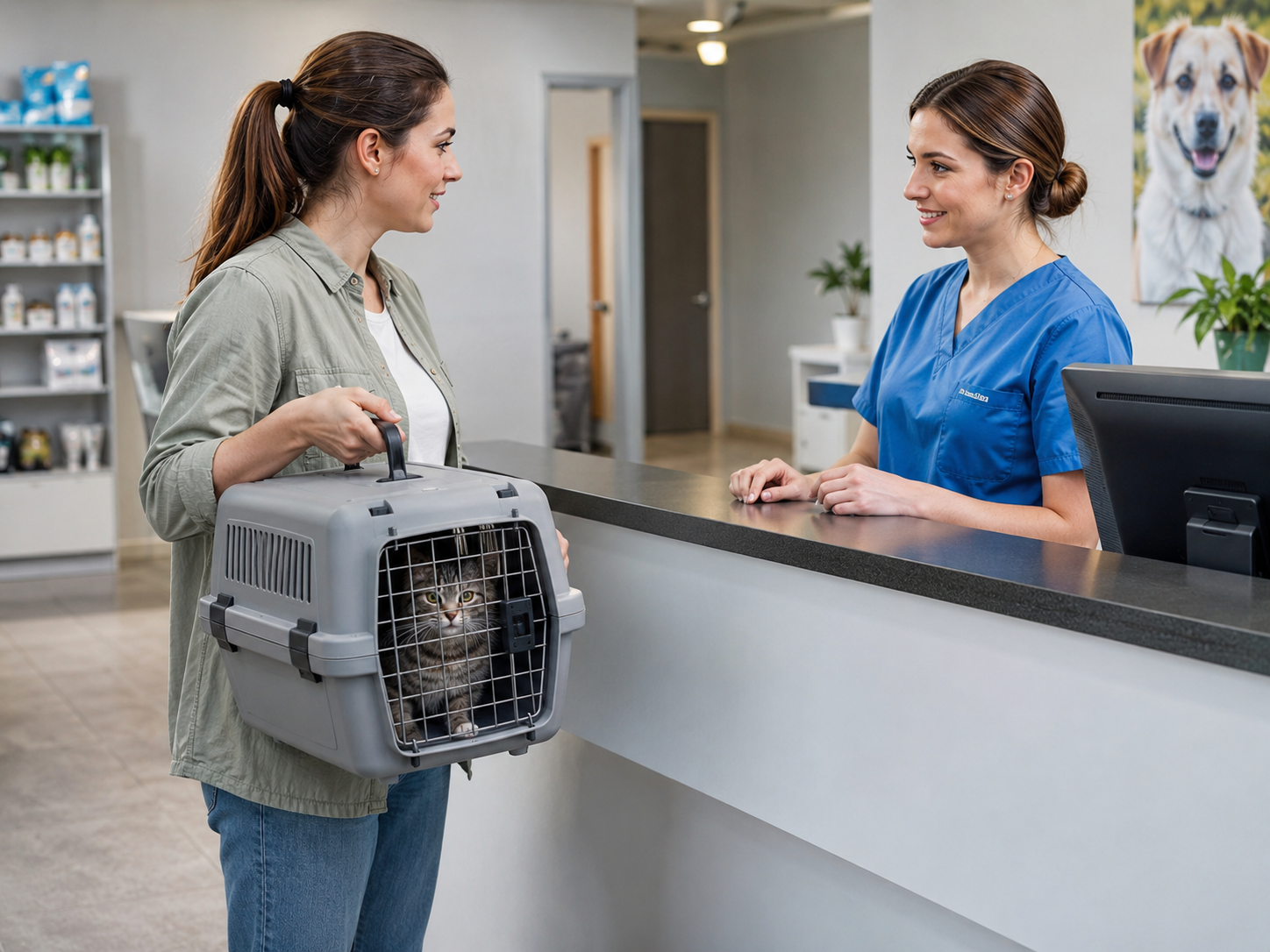 Cat receiving professional veterinary care in a modern clinic.